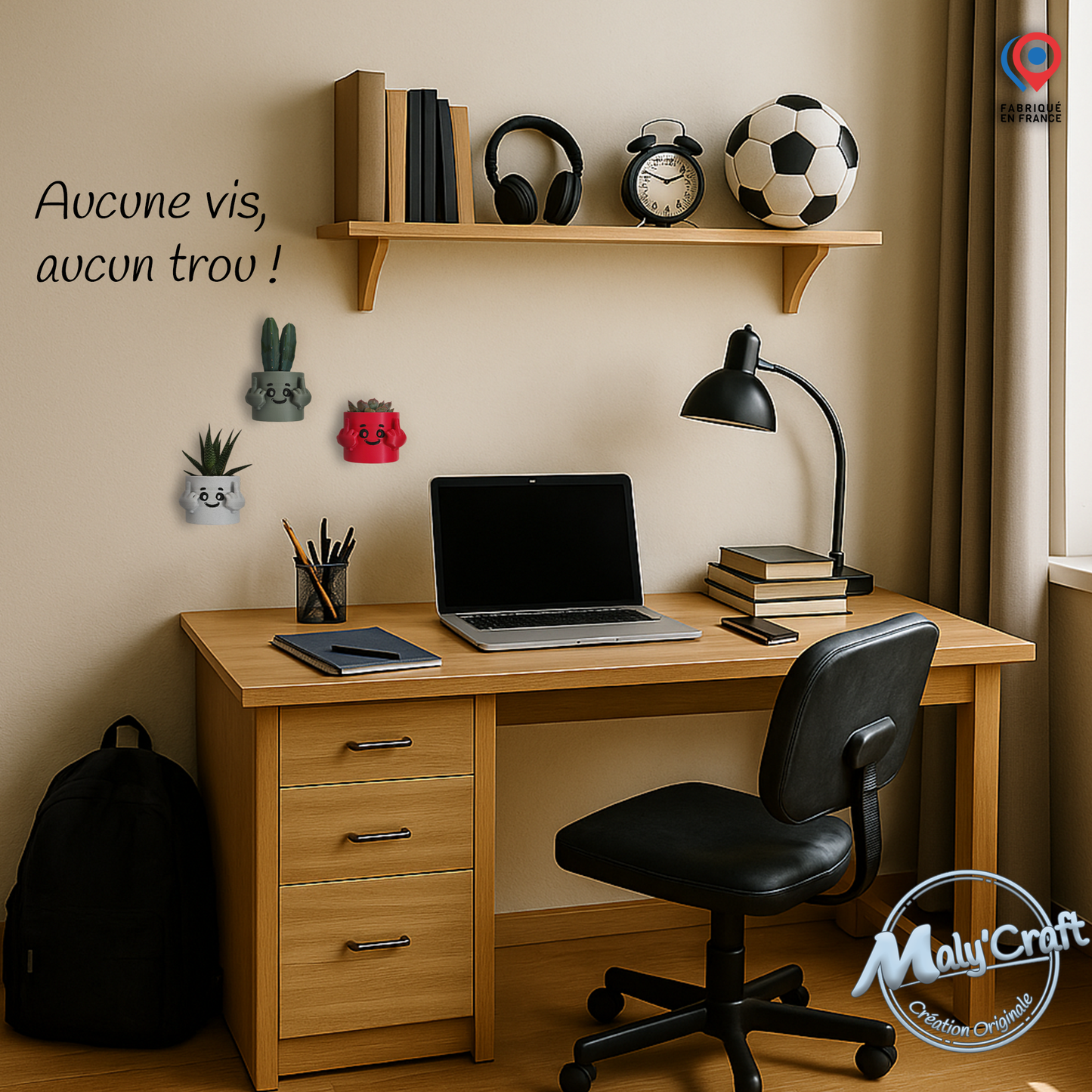 Cache-pot "Doigt d'Honneur" – Déco Bureau Humoristique – Création Originale Maly'Craft