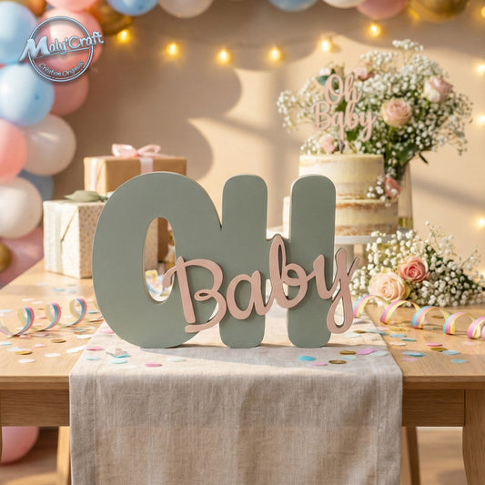Customizable 3D "Oh Baby" Decoration – Table Centerpiece & Wall Art
