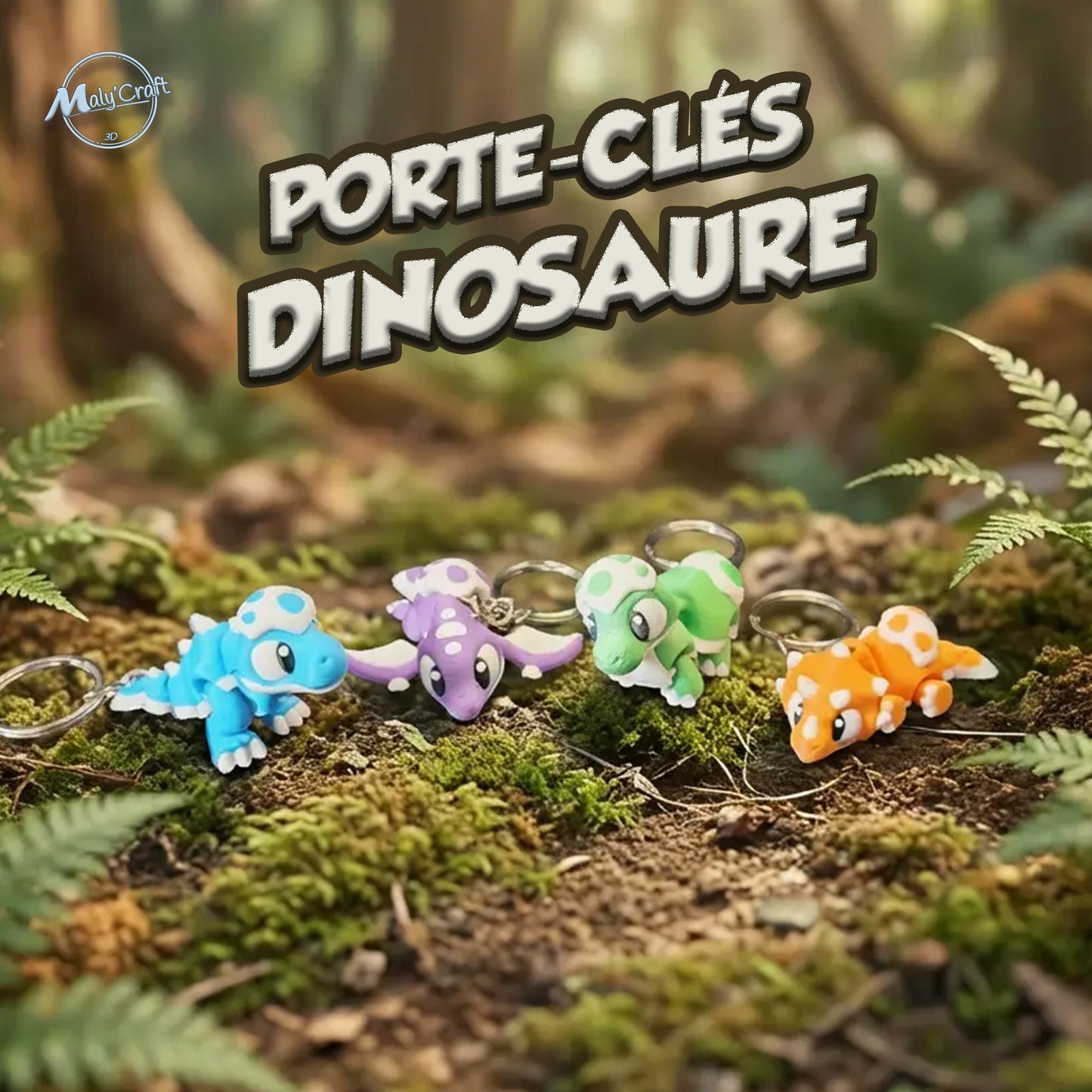 Articulated Dinosaur Keychain - T-Rex, Triceratops & Co. (3D Edition)