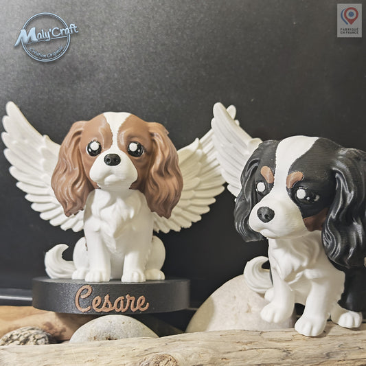 Figurine Cavalier King Charles Ange — Statuette 3D personnalisable, hommage chien