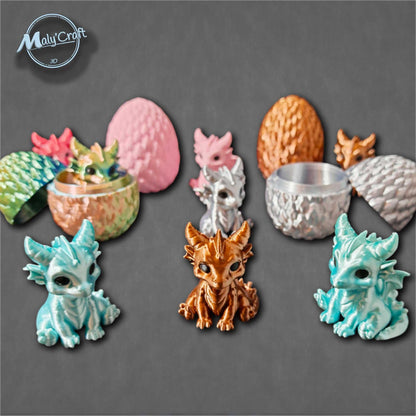 Bébé dragon dans son œuf – Figurine fantasy 3D décorative, création Maly’Craft