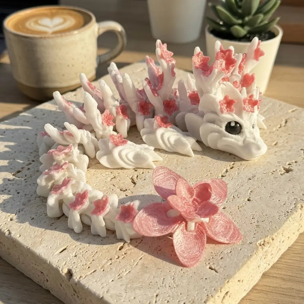 3D Sakura Articulated Dragon – Flexible Cherry Blossom Figure