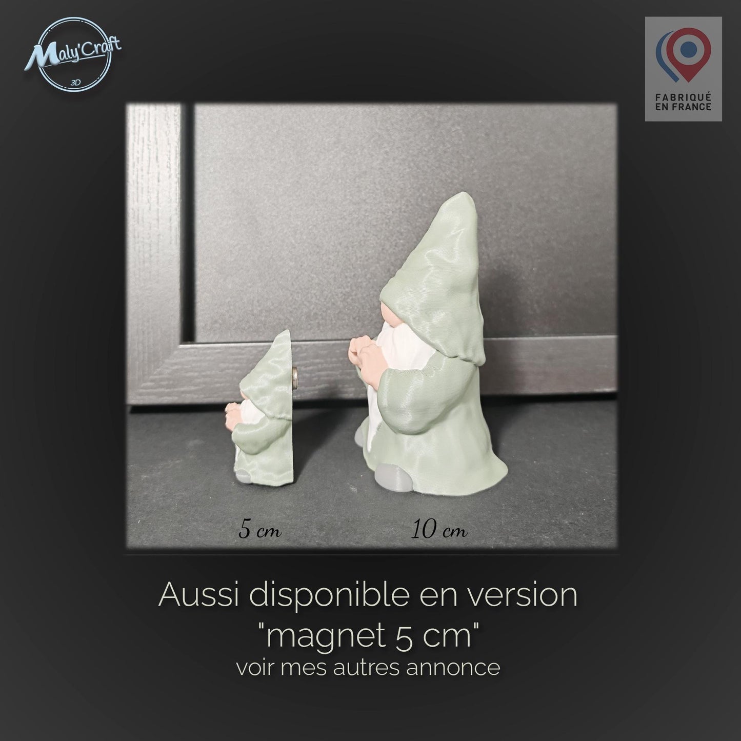 Magnet gnome “Mains en cœur” – Mini déco aimantée en 3D