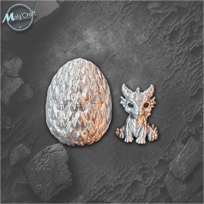 Bébé dragon dans son œuf – Figurine fantasy 3D décorative, création Maly’Craft