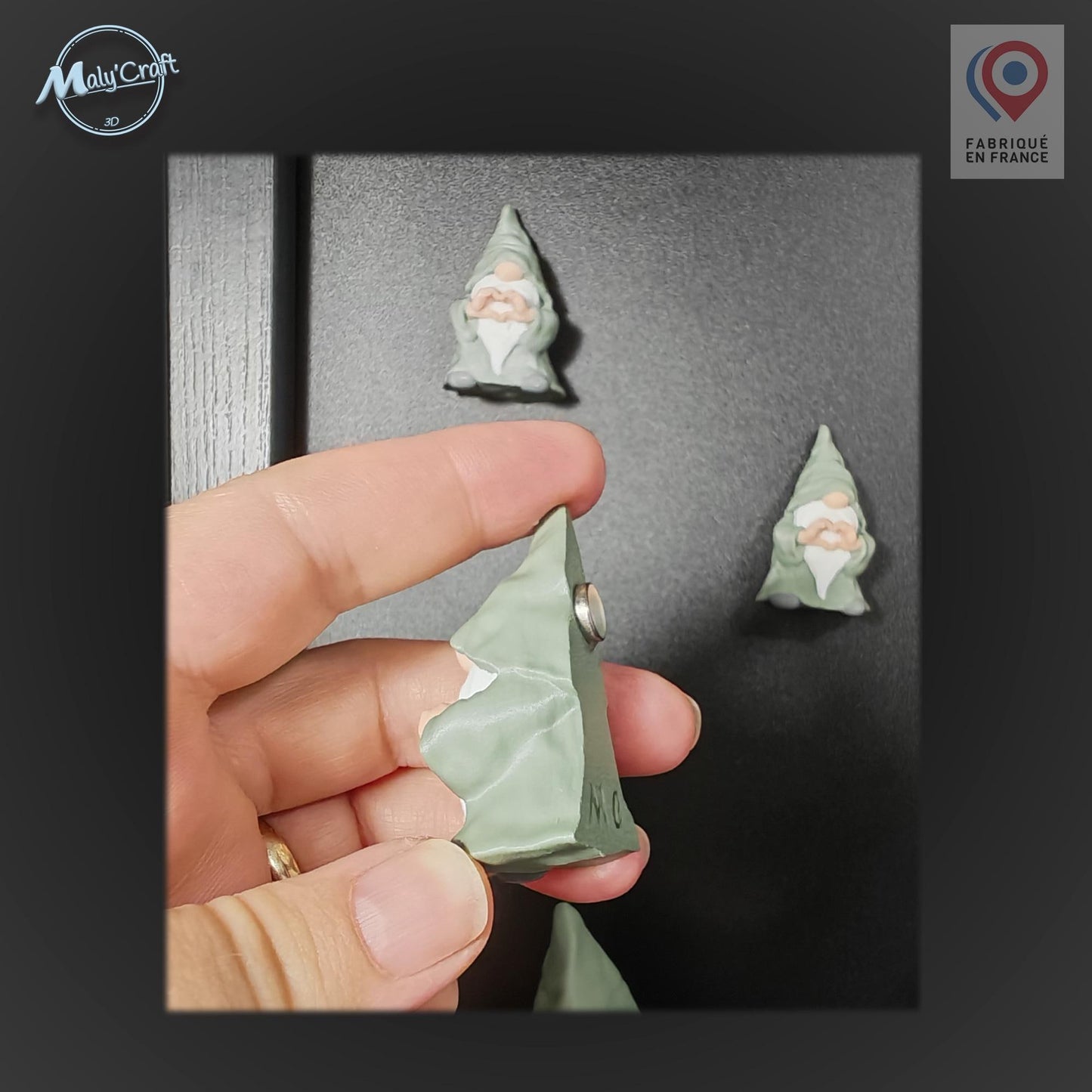 Magnet gnome “Mains en cœur” – Mini déco aimantée en 3D