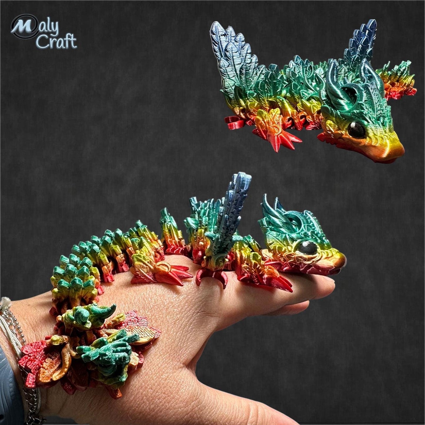 3D Articulated Moon Dragon – Flexible Fantasy Figure – Official Cinderwing3D Design