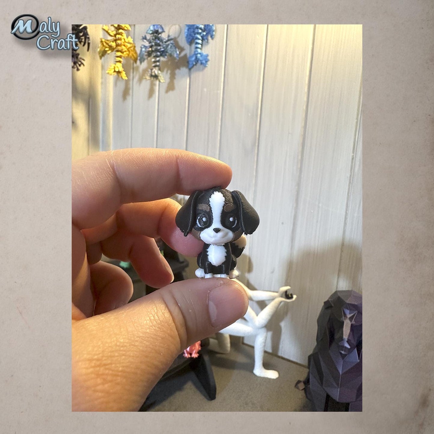 Porte-clé Cavalier King Charles – Figurine 3D miniature, 4 robes disponibles