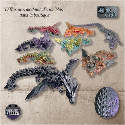 Bébé dragon dans son œuf – Figurine fantasy 3D décorative, création Maly’Craft