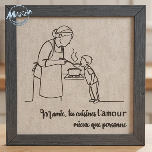 Cadre cadeau mamie cuisine personnalisé texte amour décoration murale