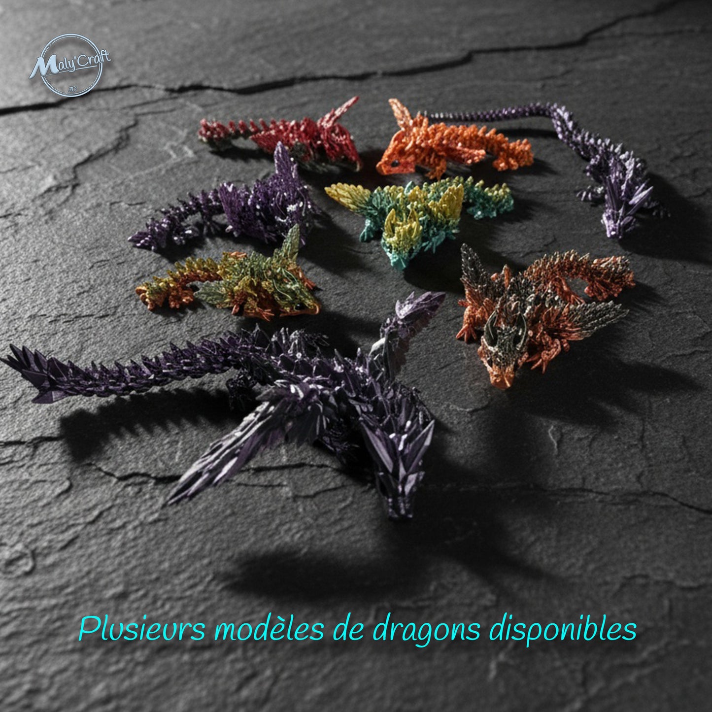 Articulated Crystal Dragon with Egg – Flexible & Decorative 3D Figurine (Cinderwing3D License)