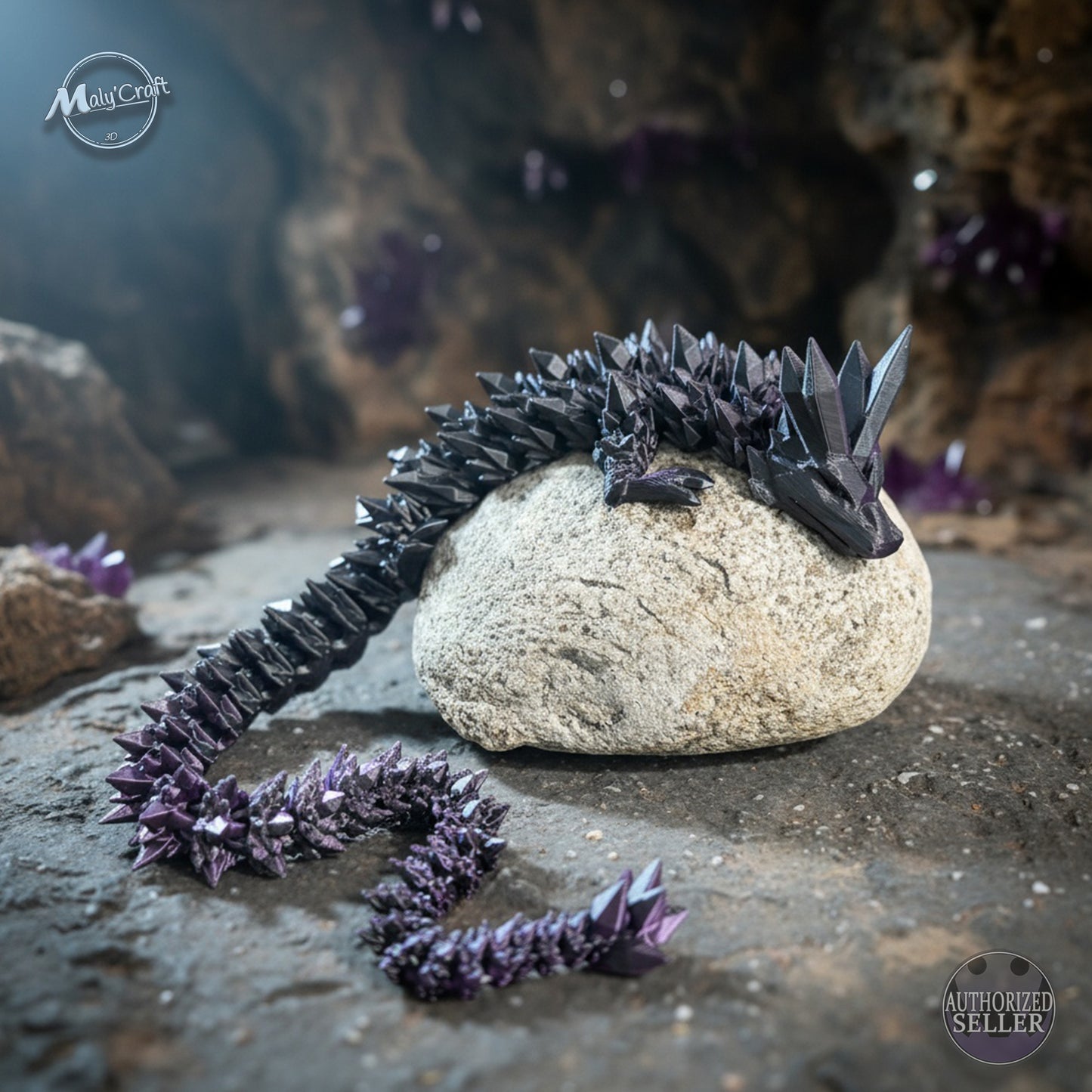 Articulated Crystal Dragon with Egg – Flexible & Decorative 3D Figurine (Cinderwing3D License)