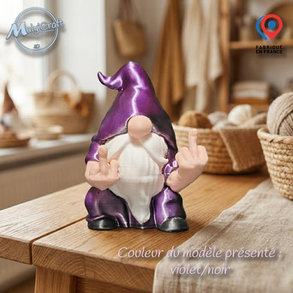 Gnome doigt d'honneur – Nain de jardin insolent – Figurine humour impression 3D – Cadeau original fait en France