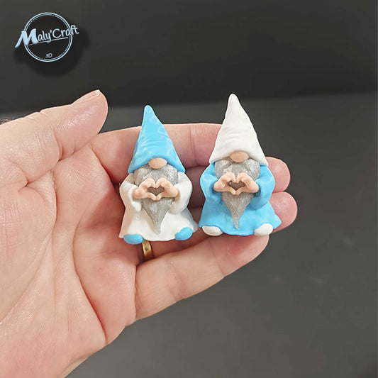 Blue & White Magnetic Gnome Marseille – 3D Figurine “Hands in a Heart” – Maly'Craft Creation