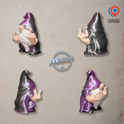 Gnome doigt d'honneur – Nain de jardin insolent – Figurine humour impression 3D – Cadeau original fait en France