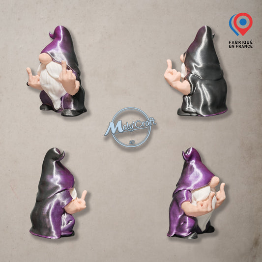 Gnome doigt d'honneur – Nain de jardin insolent – Figurine humour impression 3D – Cadeau original fait en France