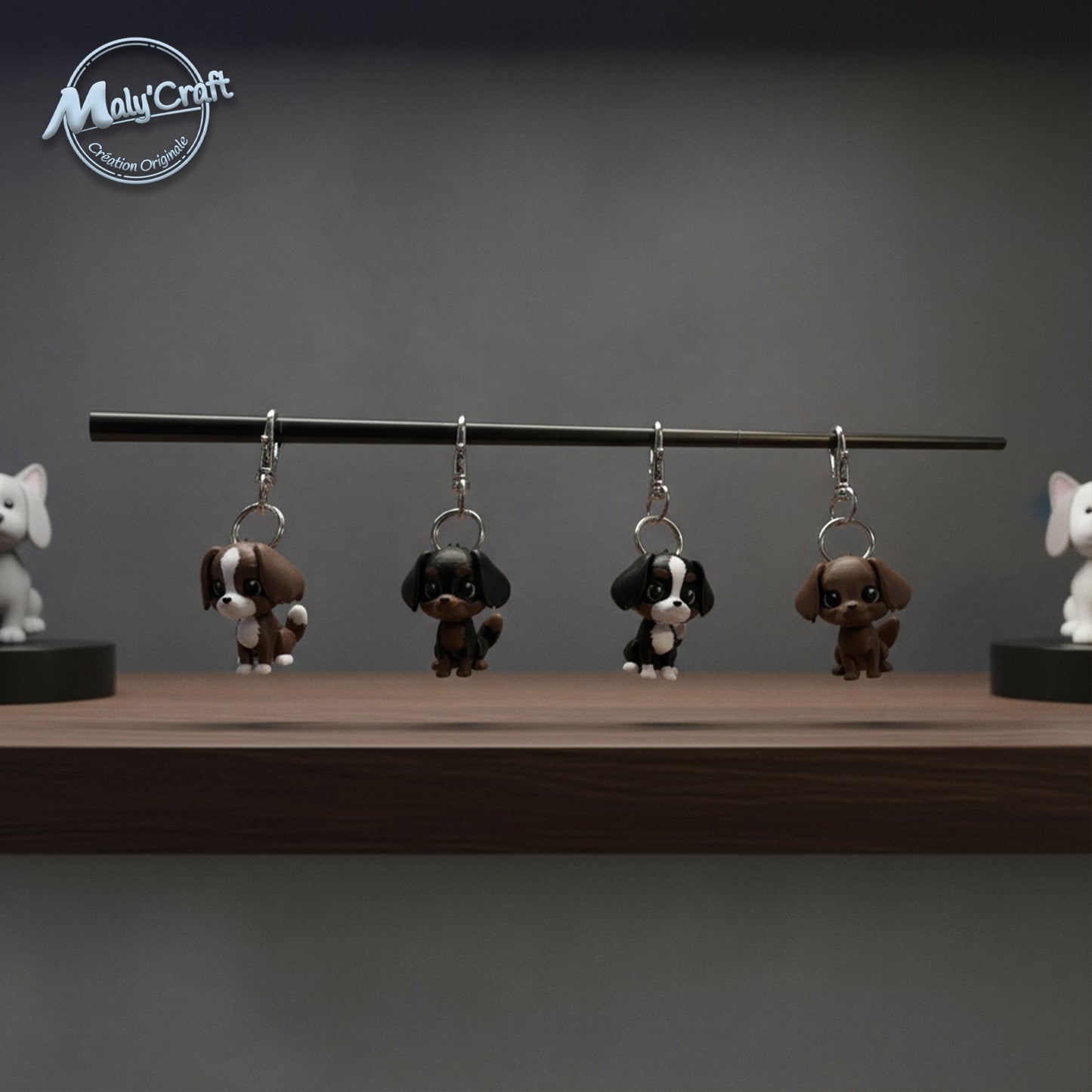 Collection de porte-clés Cavalier King Charles en PLA biosourcé – création Maly’Craft