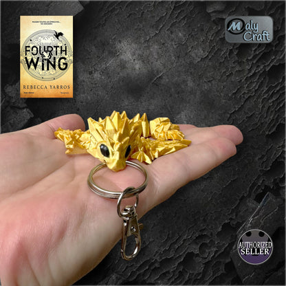 Golden articulated dragon, flexible 3D printed figurine