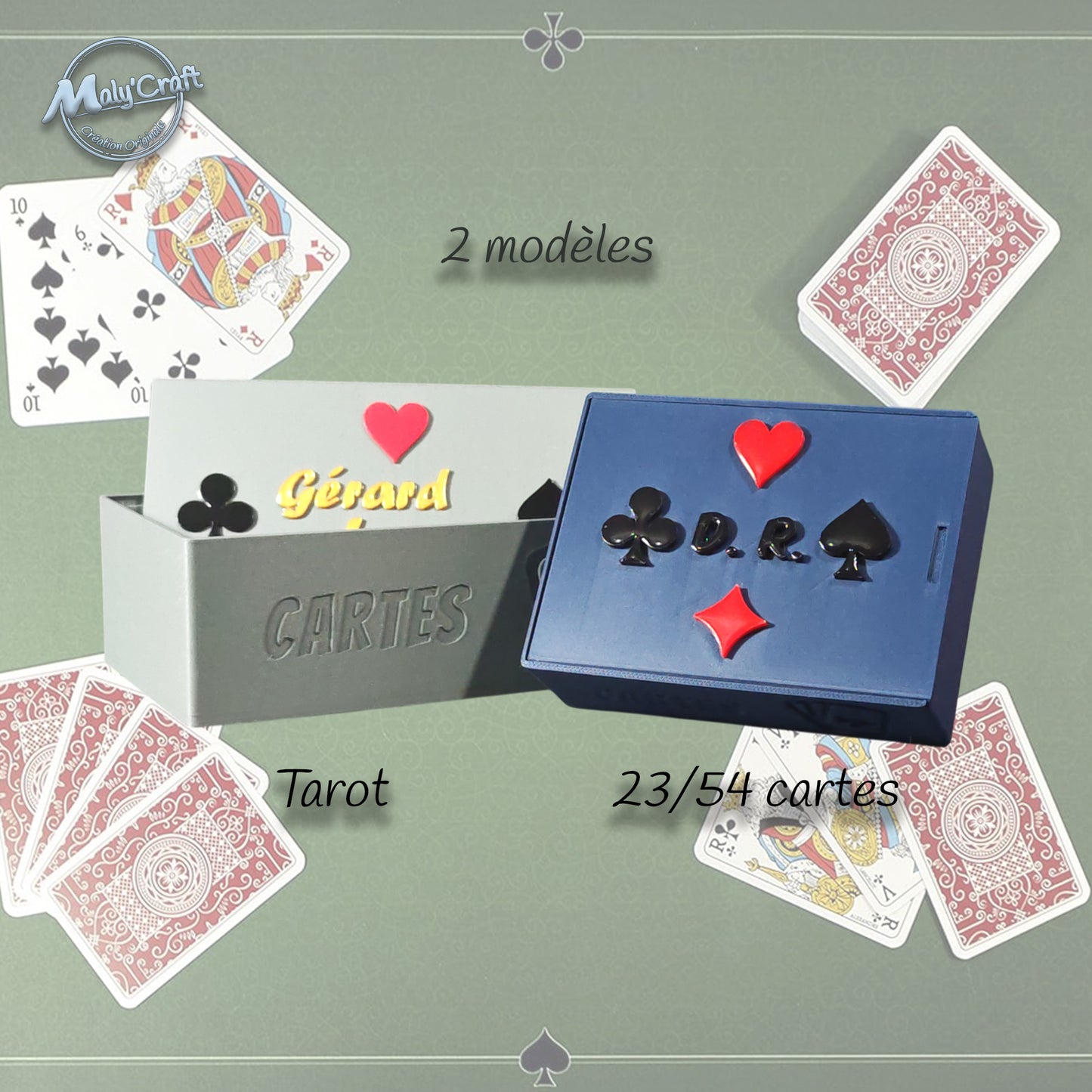 Coffret rigide pour jeu 32 cartes, couleur personnalisée