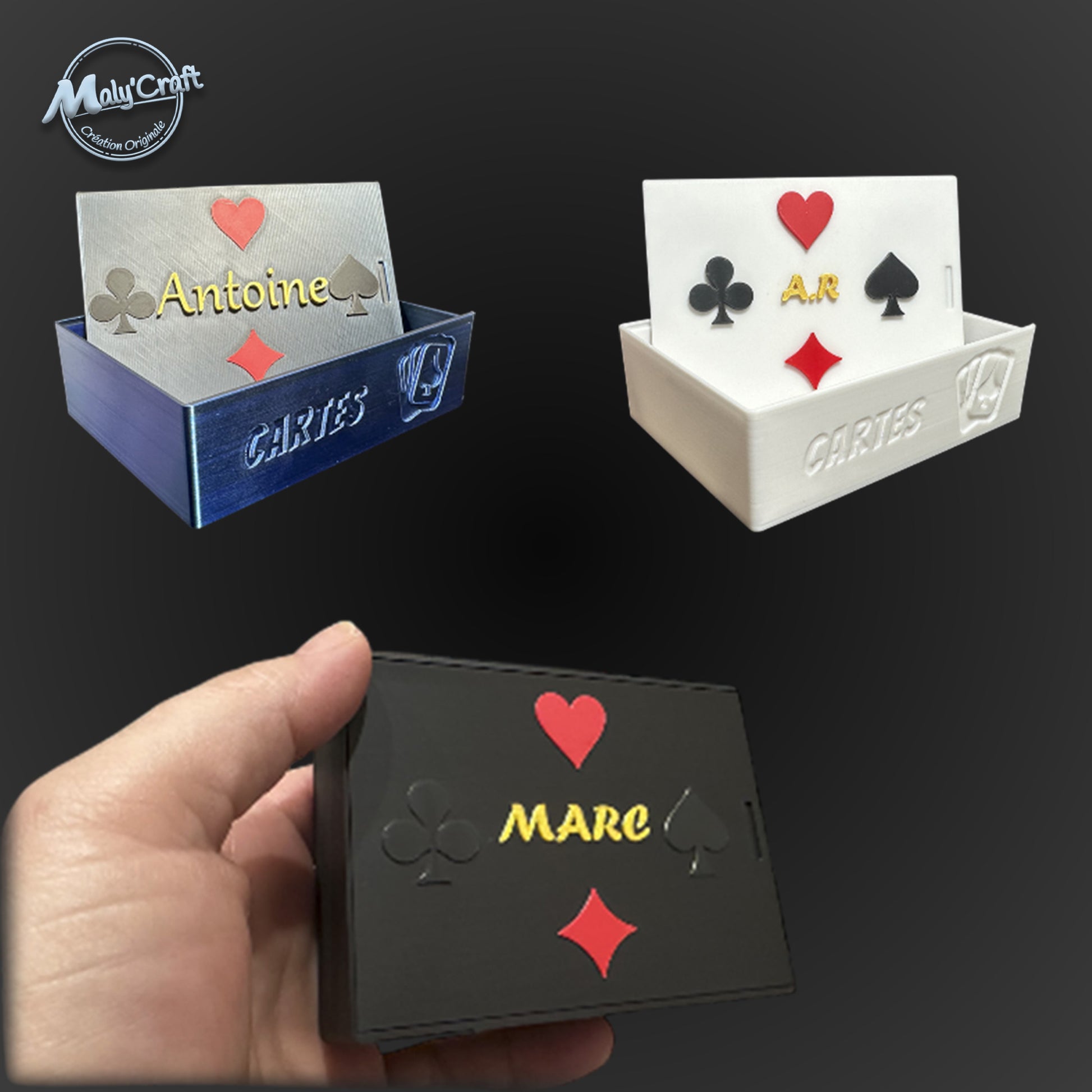 Rigid 3D printed deck box for poker cards