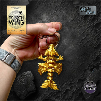 Porte-clé Dragon Doré Articulé – Figurine 3D Fidget (Style Romantasy & Fourth Wing)