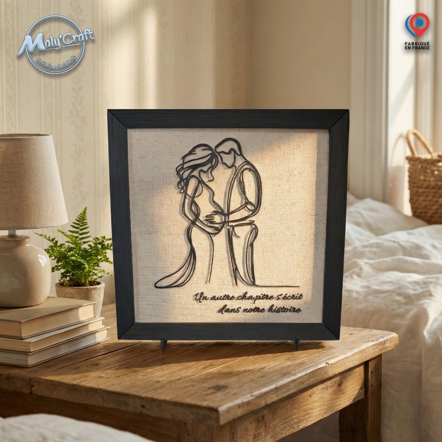 Pregnancy Frame "Future Parents" – 3D Picture & Linen (Customizable)