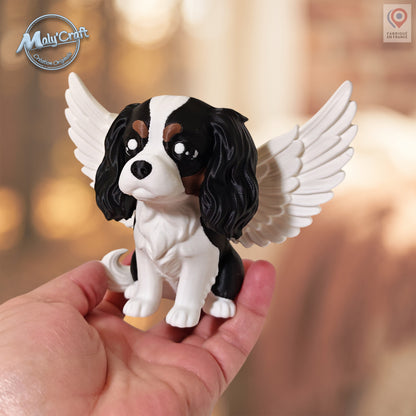 Figurine Cavalier King Charles Ange — Statuette 3D personnalisable, hommage chien