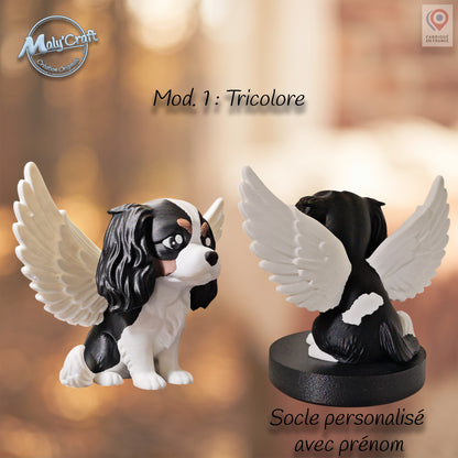 Figurine Cavalier King Charles Ange — Statuette 3D personnalisable, hommage chien