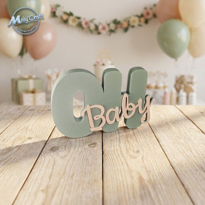 Customizable 3D "Oh Baby" Decoration – Table Centerpiece & Wall Art