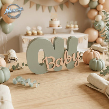 Customizable 3D "Oh Baby" Decoration – Table Centerpiece & Wall Art