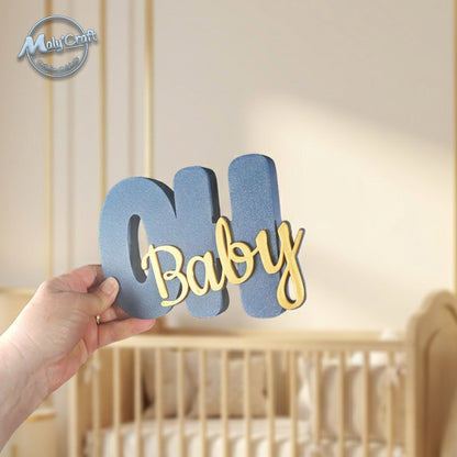 Customizable 3D "Oh Baby" Decoration – Table Centerpiece & Wall Art