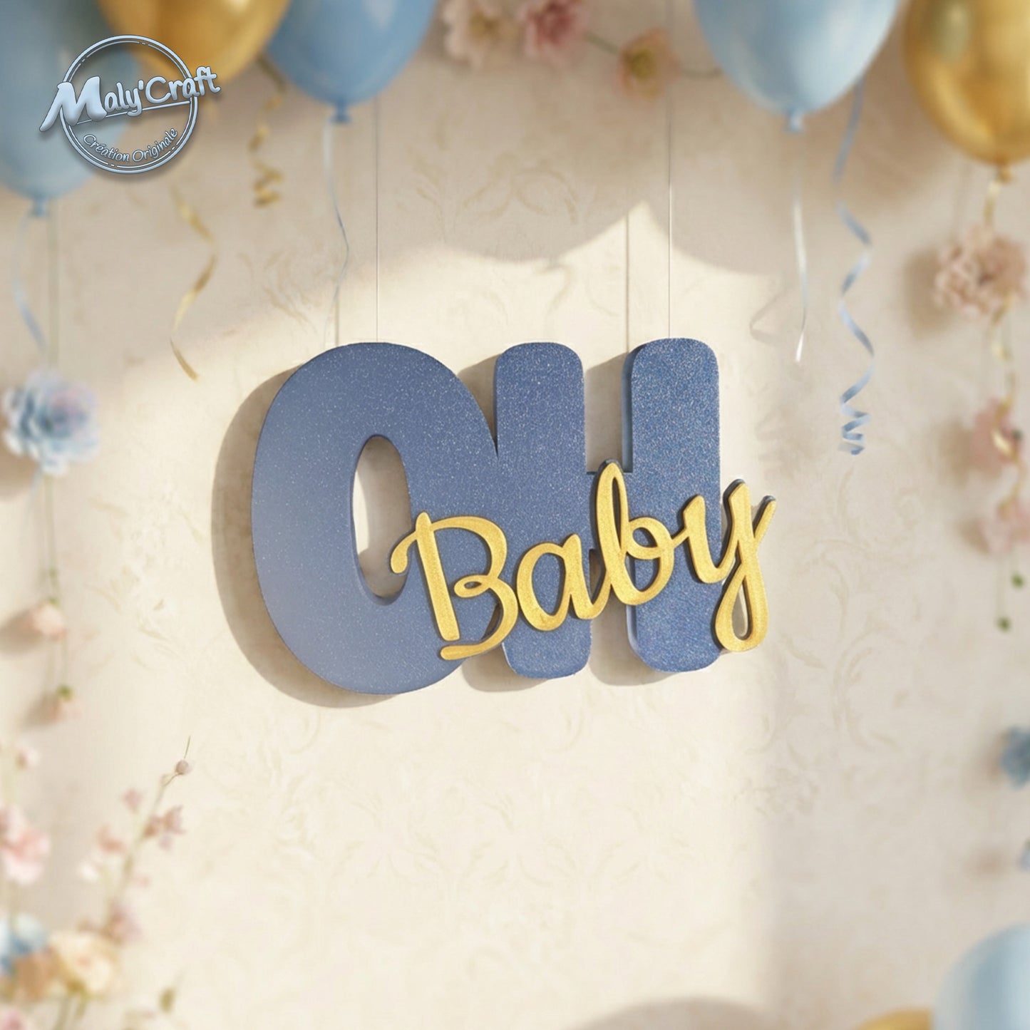 Customizable 3D "Oh Baby" Decoration – Table Centerpiece & Wall Art