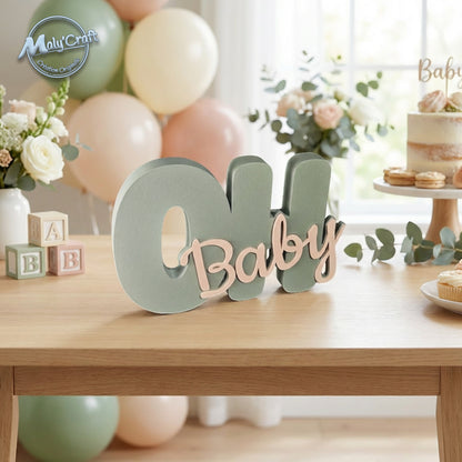 Customizable 3D "Oh Baby" Decoration – Table Centerpiece & Wall Art