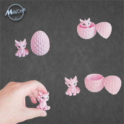 Bébé dragon dans son œuf – Figurine fantasy 3D décorative, création Maly’Craft