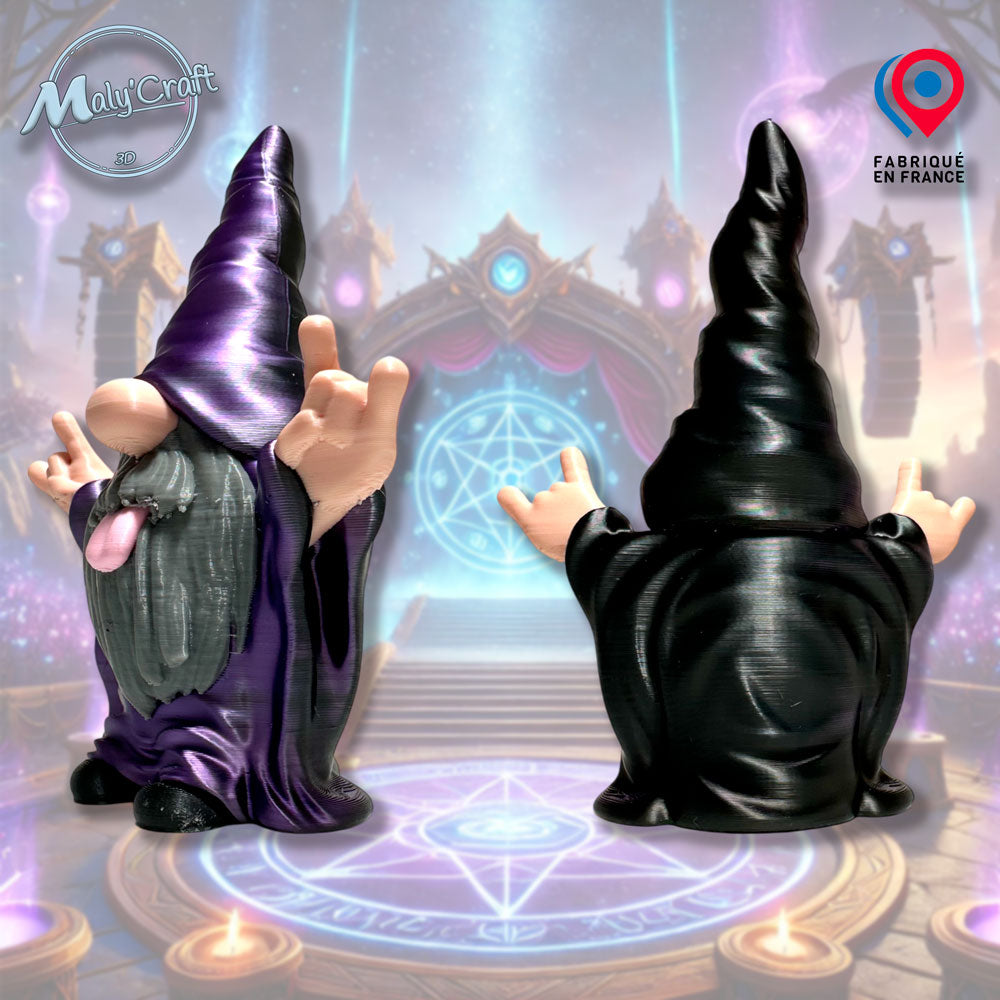 3D printed rock gnome figurine, funny metal statuette, original gift for rock fan and alternative decor