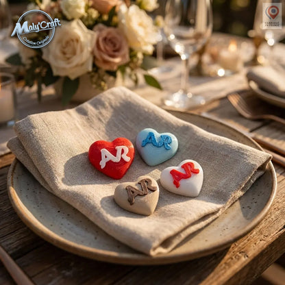 Magnets cœur personnalisés en PLA biosourcé, initiales sur mesure, cadeau invité mariage, coloris au choix, fabrication artisanale française