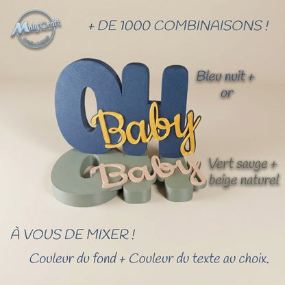 Customizable 3D "Oh Baby" Decoration – Table Centerpiece & Wall Art