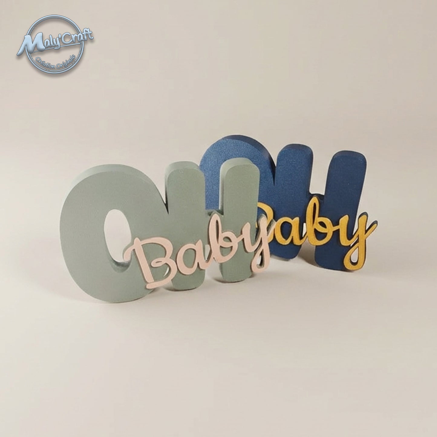 Customizable 3D "Oh Baby" Decoration – Table Centerpiece & Wall Art