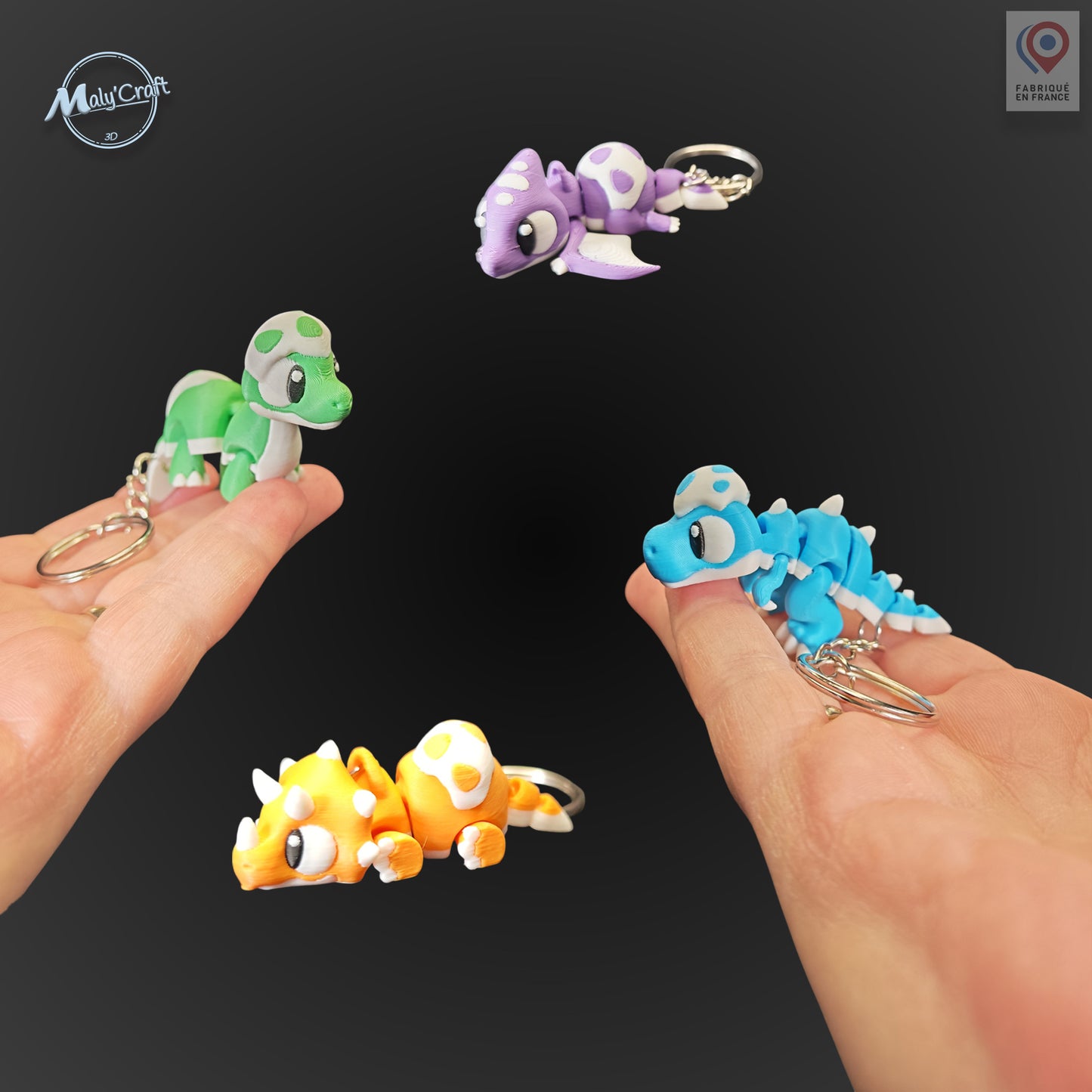 Porte-clé Dinosaure Articulé - T-Rex, Tricératops & Cie (Édition 3D)