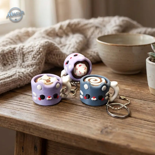 Kawaii Hot Chocolate Clicker Keychain – Anti-stress & ASMR Bag Charm