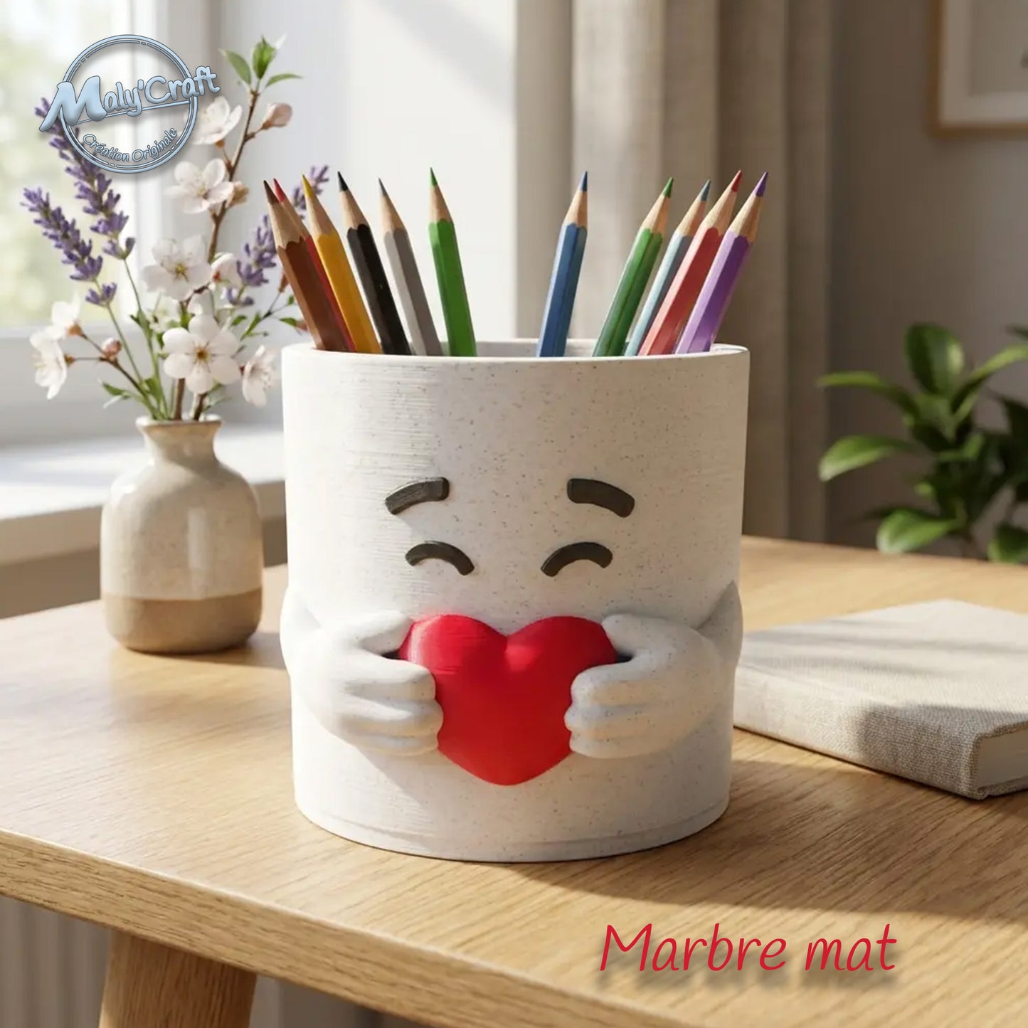 3D Heart-Shaped Pot - Brush & Pen Storage - Customizable (40 Colors)