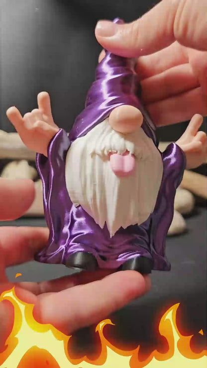 Rocker Garden Gnome — Rock & Metal Figurine, Precision 3D Print