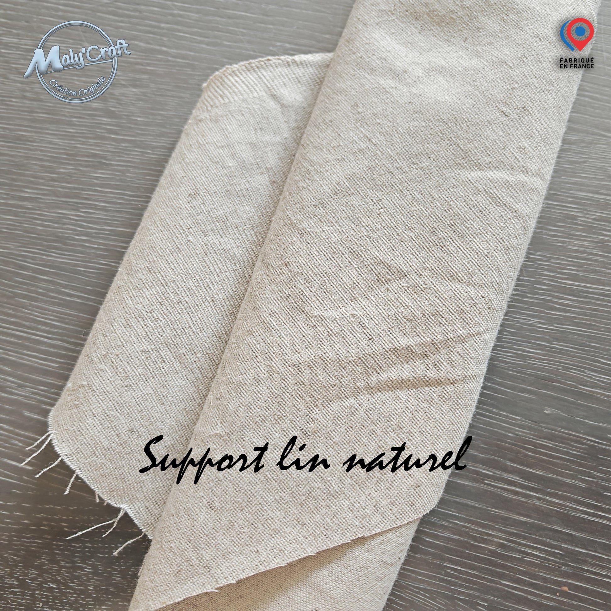 Rouleau de tissu en lin naturel, support textile pour cadre décoratif en fil de fer personnalisé Maly'Craft, impression 3D de précision réalisée dans mon atelier en France, idéal pour cadeau personnalisé et décoration murale artisanale.